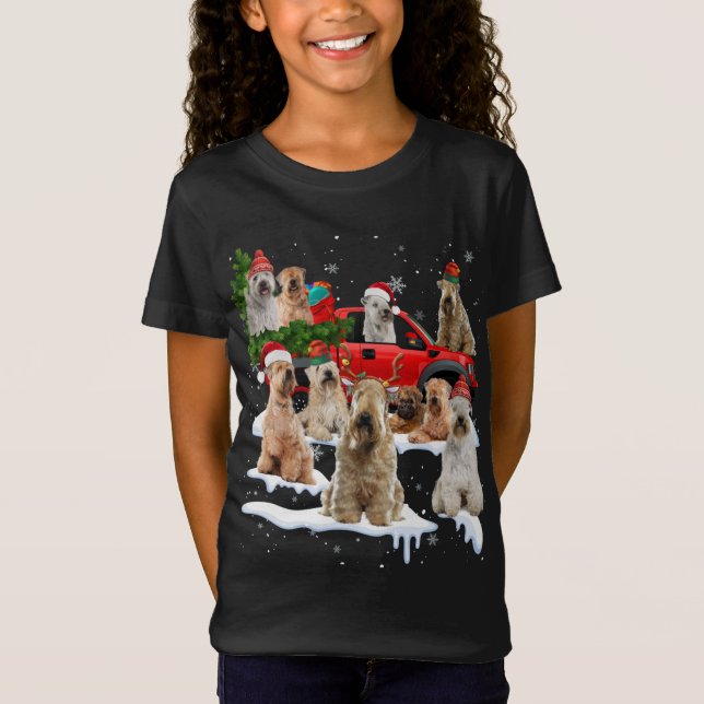 Camiseta Navidades de Camión Rojo Terrier con cubierta suav (Anverso)