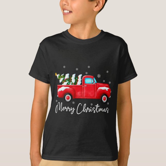 Camiseta Navidades de Camiones Rojos alumbran Navidad Santa (Anverso)