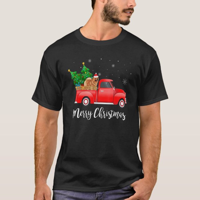 Camiseta Navidades de Camiones Rojos de Chow Chow (Anverso)