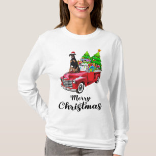 Camiseta Navidades de camiones rojos de Doberman Pinscher R