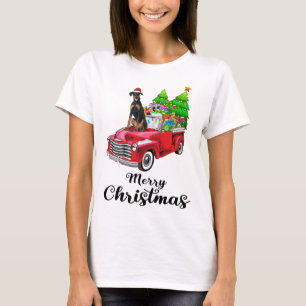 Camiseta Navidades de camiones rojos de Doberman Pinscher R