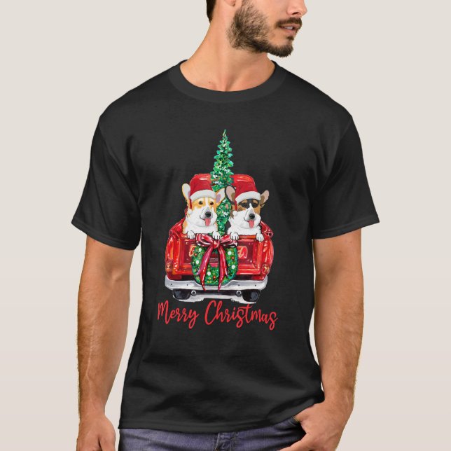 Camiseta Navidades de Camiones Rojos de Dog Corgi Pajama (Anverso)