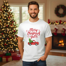 Camiseta Navidades de Camiones Rojos Vintage de Feliz Navid