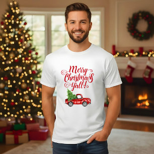 Camiseta Navidades de Camiones Rojos Vintage de Feliz Navid