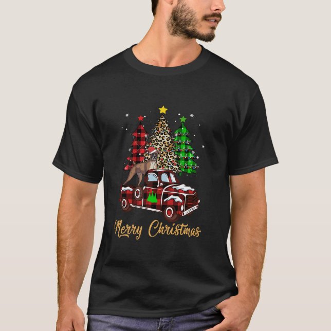 Camiseta Navidades de camionetas rojas de boxeador conducen (Anverso)
