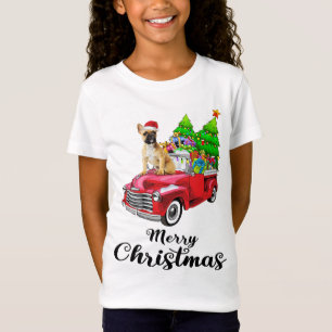 Camiseta Navidades de camionetas rojas de bulldog francés P