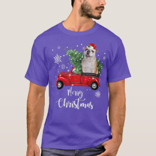 Camiseta Navidades de camionetas rojas de Bulldog inglés Pa