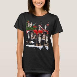 Camiseta Navidades de camionetas rojas de perro de la monta