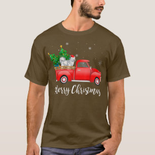 Camiseta Navidades de camionetas rojas de perro de Samoyed