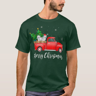 Camiseta Navidades de camionetas rojas de perro de Samoyed