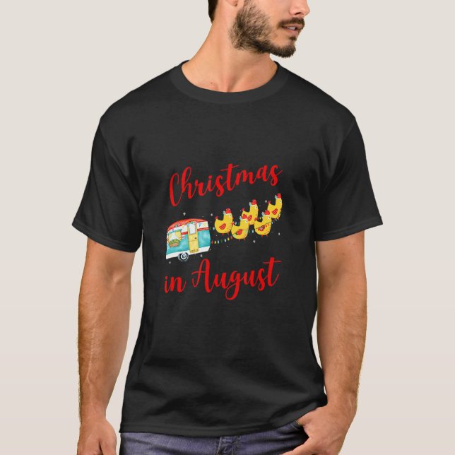 Camiseta Navidades De Camping De Pollos En Agosto (Anverso)