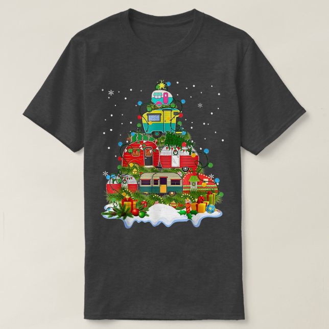 Camiseta Navidades De Camping Iluminan El Camper Xm De Deco (Diseño del anverso)