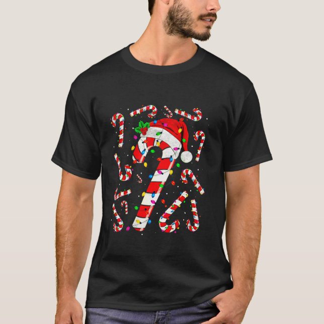 Camiseta Navidades de caña de caña blanca y roja de Navidad (Anverso)