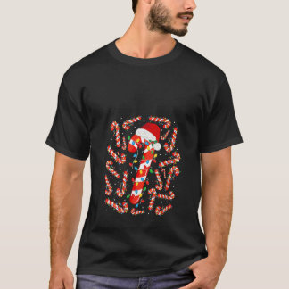 Camiseta Navidades de caña de caña roja y blanca divertida 