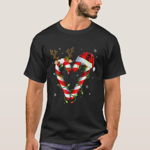 Camiseta Navidades de caña de caña roja y blanca divertida 
