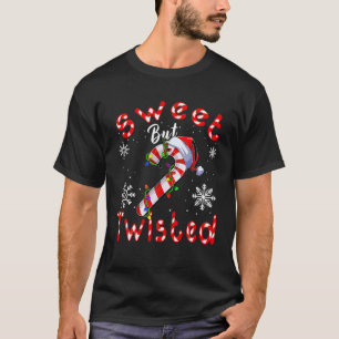 Camiseta Navidades de caña de candy dulces pero retorcidas