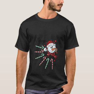 Camiseta Navidades de caña de caramelo de snowman para muje