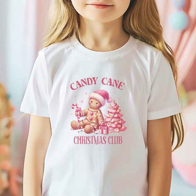 Camiseta Navidades de caña de caramelos (Girls Christmas tshirt Candy Cane Club)