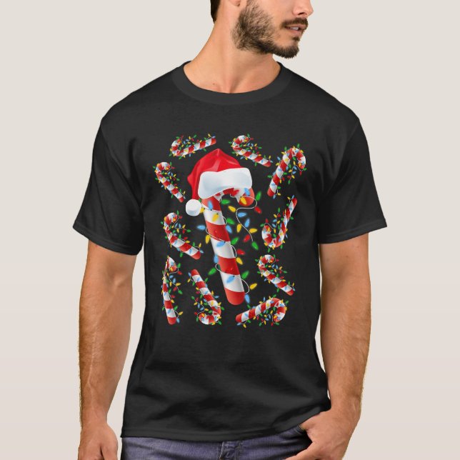 Camiseta Navidades De Caña De Velas Rojas Y Blancas Diverti (Anverso)