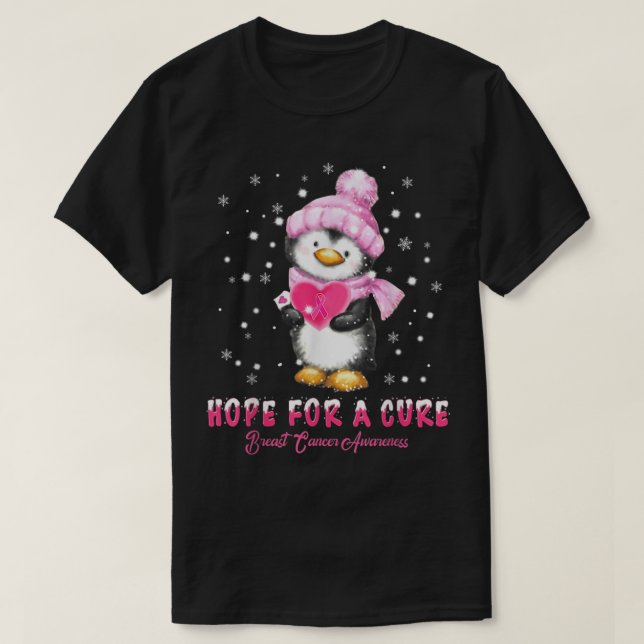 Camiseta Navidades de cáncer de mama Pingüinos de vacacione (Diseño del anverso)