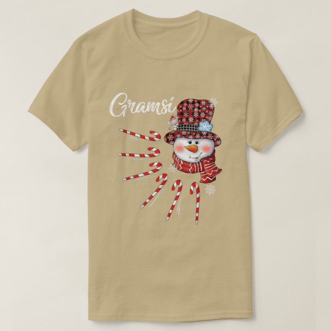 Camiseta Navidades de Candy Cane Gramsi Snowman  Gorra de P (Diseño del anverso)