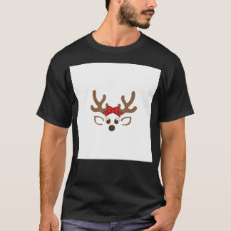 Camiseta Navidades de cara de reno - Cortar reno feliz con