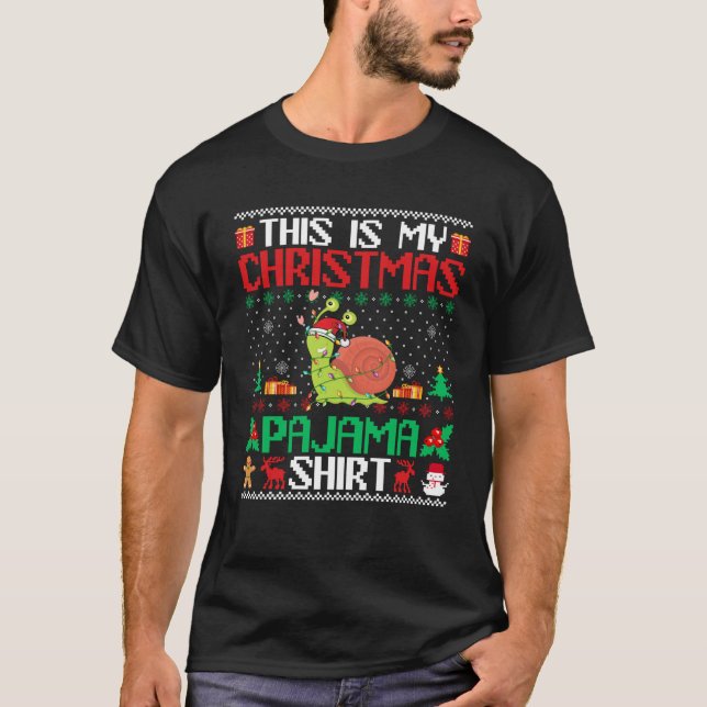 Camiseta Navidades de caracoles Xmas Pajama Shirt Santa Hat (Anverso)