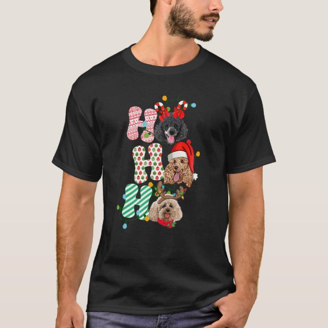 Camiseta Navidades de carne HoHoHo tres perros de carabina  (Anverso)