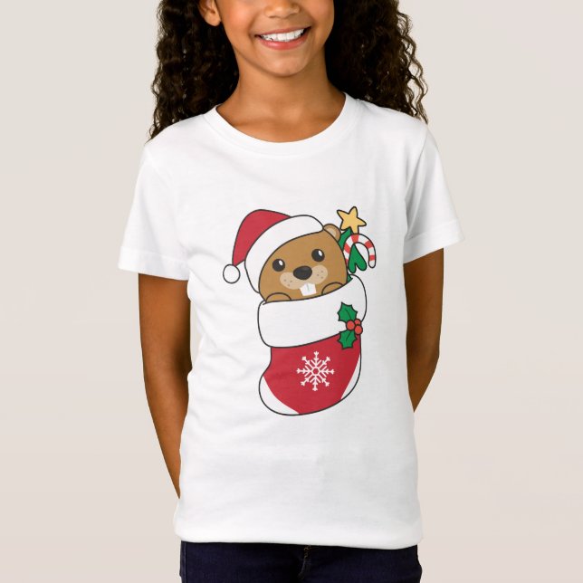 Camiseta Navidades de castores Nieve castor de animales de  (Anverso)