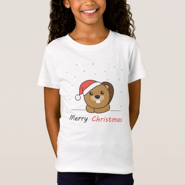 Camiseta Navidades de castores Nieve castor de animales de  (Anverso)