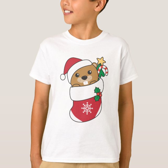 Camiseta Navidades de castores Nieve castor de animales de  (Anverso)