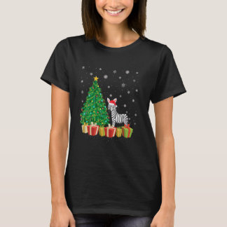 Camiseta Navidades de cebra de navidad alumbrando árboles d