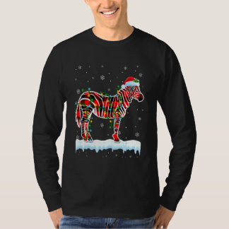 Camiseta Navidades de cebra Santa Hat Cute Animales Luz de 