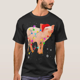 Camiseta Navidades de cerdo alumbran divertidos navidades a