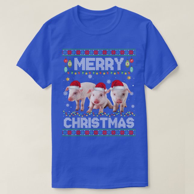 Camiseta Navidades de cerdo alumbran divertidos navidades a (Diseño del anverso)