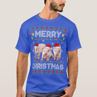 Camiseta Navidades de cerdo alumbran divertidos navidades a