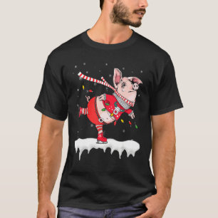 Camiseta Navidades De Cerdo Cutos Patinan Claramente A Trav