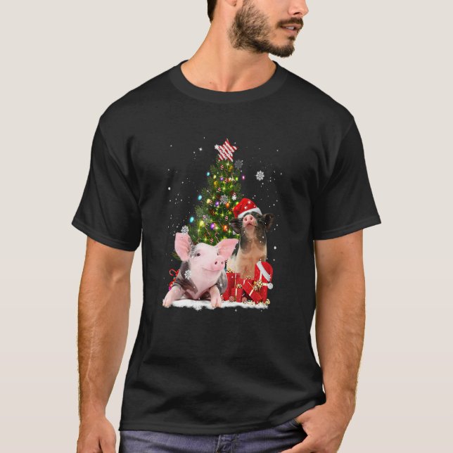 Camiseta Navidades De Cerdo De Cereza Gorra De Renos De Cer (Anverso)