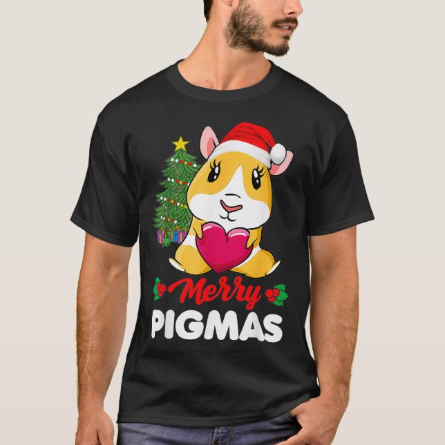 Camiseta Navidades de Cerdo de Guinea divertidos con pigmas (Anverso)