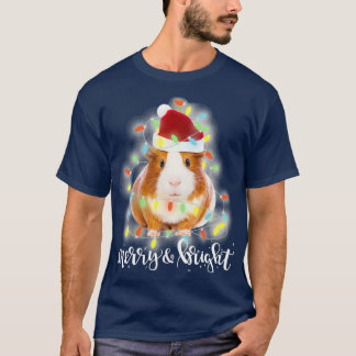 Camiseta Navidades de cerdo de Guinea Santa Merry amp Brigh
