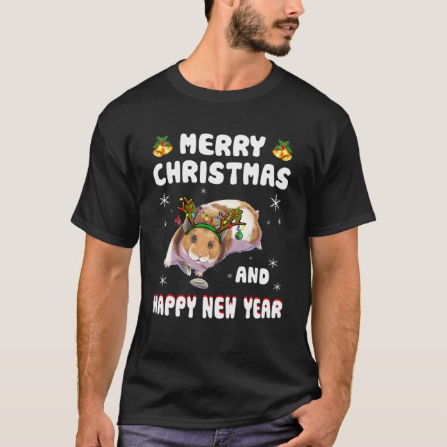 Camiseta Navidades De Cerdo De Guinea Y Año Nuevo - Regalo  (Anverso)