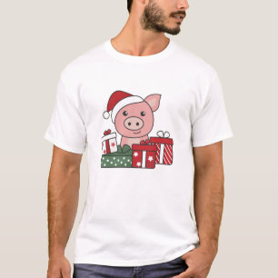 Camiseta Navidades de cerdo regalan animales de invierno ce