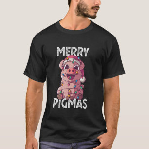 Camiseta Navidades de cerezo de pigmas Santa Pig Xmas Luces