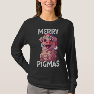 Camiseta Navidades de cerezo de pigmas Santa Pig Xmas Luces