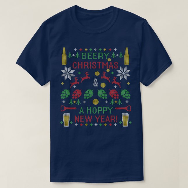Camiseta Navidades de cerveza adornan año nuevo delicioso d (Diseño del anverso)