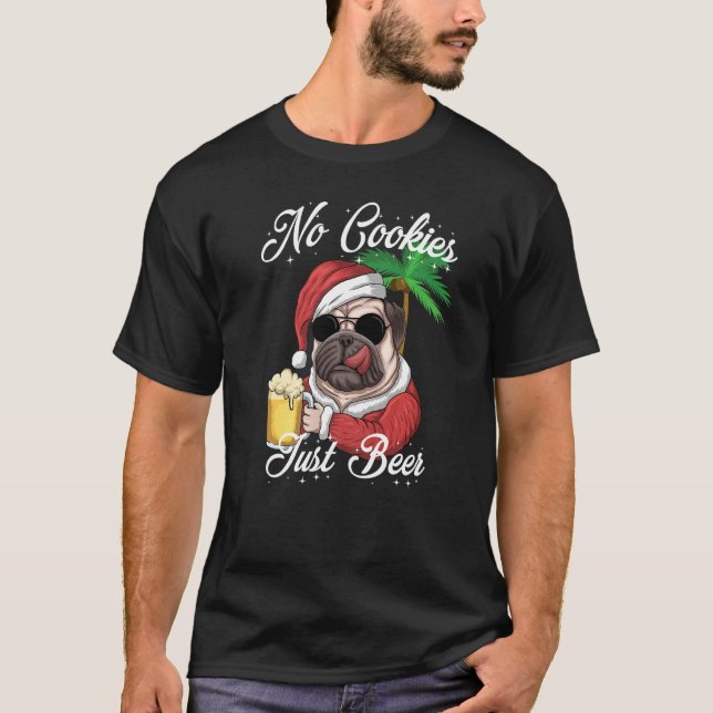Camiseta Navidades de cerveza Pug Santa Costume D (Anverso)