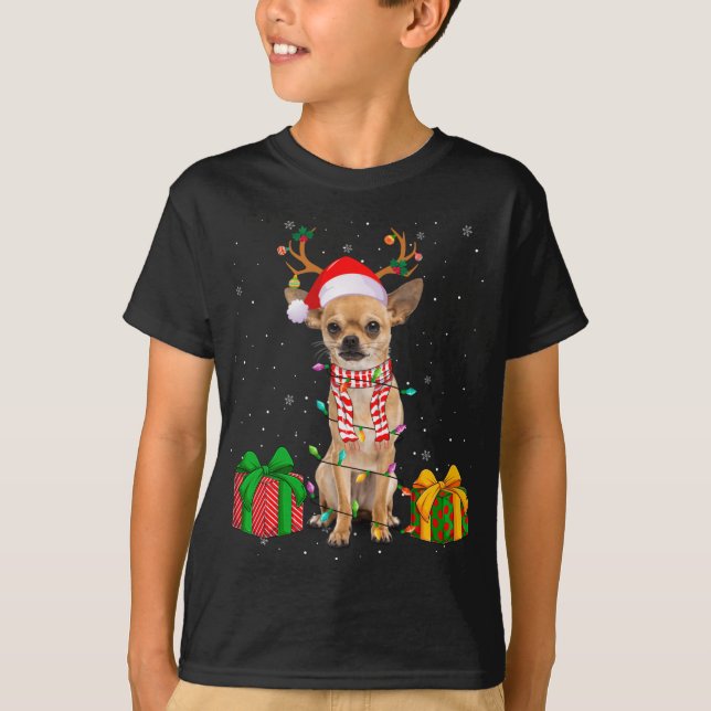 Camiseta Navidades de Chihuahua en Pajama Santa Hat (Anverso)