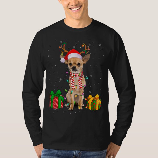 Camiseta Navidades de Chihuahua en Pajama Santa Hat (Anverso)