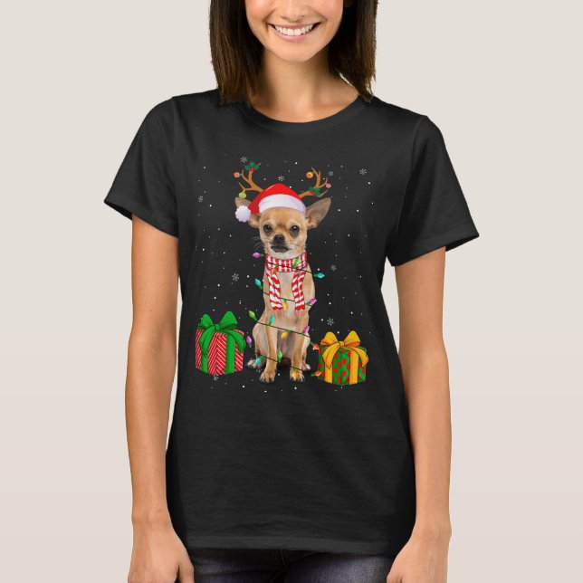 Camiseta Navidades de Chihuahua en Pajama Santa Hat (Anverso)