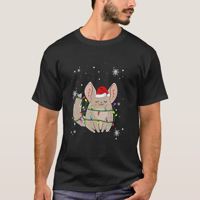 Camiseta Navidades de Chinchilla iluminan a Santa Hat Chris (Anverso)